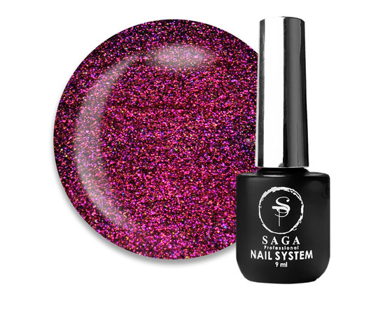 Изображение  Гель-лак Saga Wild Cat №04 розово-малиновый с золотом, 9 мл, Объем (мл, г): 9, Цвет: 04
