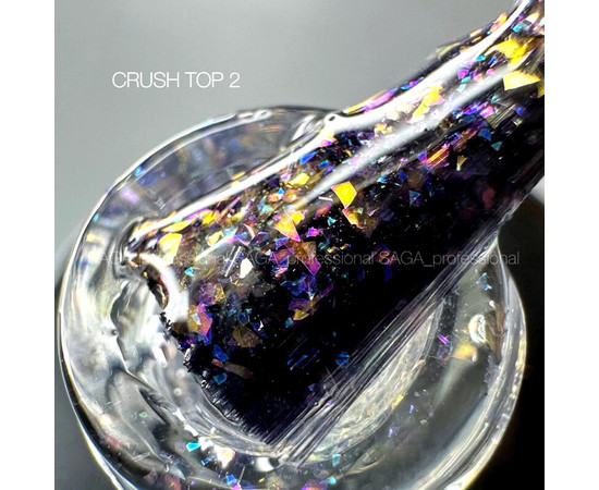 Изображение 2 Топ для гель-лака без липкого слоя Saga Top Crush №02 с хлопьями потали, 9 мл, Объем (мл, г): 9, Цвет: 02
