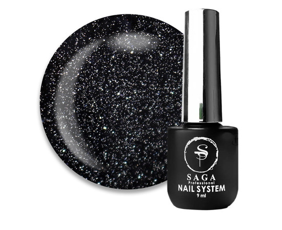 Изображение  Топ для гель-лака без липкого слоя Saga Top Crush №04 с частичками сияющей серебристой слюды, 9 мл, Объем (мл, г): 9, Цвет: 04