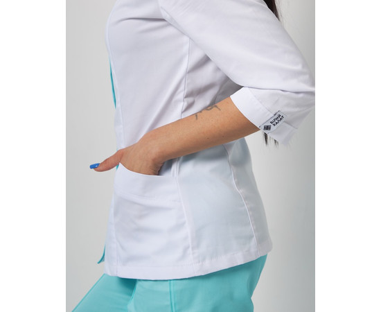 Зображення 4 Медична сорочка жіноча Сакура біло-м'ятна р. 44, "БІЛИЙ ХАЛАТ" 184-399-678, Розмір: 44, Цвет: білий-м'ятний