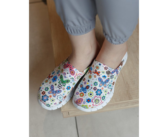 Изображение 8 Обувь медицинская сабо Бабочки с подошвой Lite р. 40, "БЕЛЫЙ ХАЛАТ" 149-324-634, Размер: 40, Цвет: бабочки