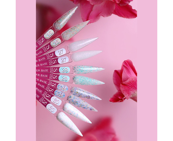 Изображение 2 База камуфлирующая для гель-лака Steffani Cover Base №30 молочно-белый с цветными хлопьями-конфетти, 9 мл, Объем (мл, г): 9, Цвет: 30