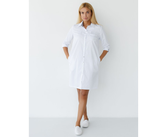 Зображення 8 Медичний халат жіночий Манхеттен білий-сірий р. 52, "БІЛИЙ ХАЛАТ" 157-366-679, Розмір: 52, Цвет: білий Сірий