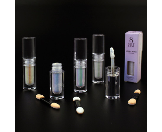 Зображення 3 Рідке втирка для нігтів Steffani Liquid Chrome Powder 02 блакитний, 2 г, Об'єм (мл, г): 2, Колір: 02