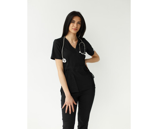 Изображение 3 Медицинский костюм женский Рио черный р. 42, "БЕЛЫЙ ХАЛАТ" 135-321-707, Размер: 42, Цвет: черный