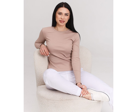 Зображення 3 Медичний лонгслів у рубчик жіночий мокко р. M, "БІЛИЙ ХАЛАТ" 392-421-901, Розмір: M, Цвет: моко