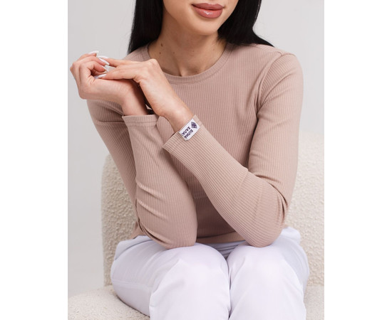 Зображення 4 Медичний лонгслів у рубчик жіночий мокко р. M, "БІЛИЙ ХАЛАТ" 392-421-901, Розмір: M, Цвет: моко