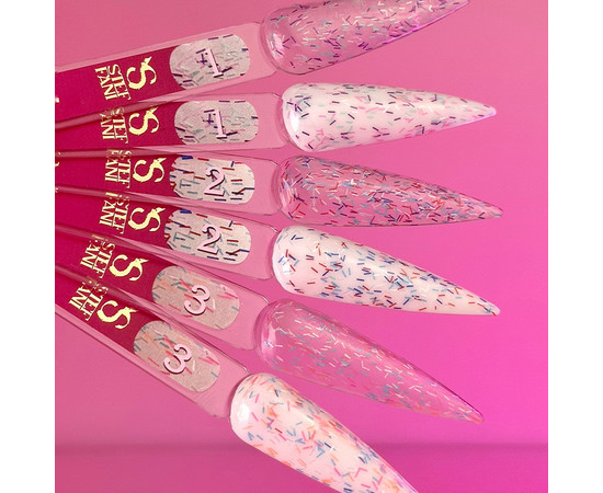 Зображення 3 Топ для гель-лаку без липкого шару Steffani Top Salute №03 оранжева, блакитна, срібляста, рожева стружка, 17 мл, Об'єм (мл, г): 17, Колір: 03