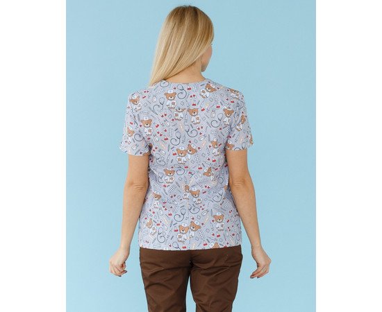 Изображение 2 Медицинская рубашка женская Топаз принт Bear gray р. 48, "БЕЛЫЙ ХАЛАТ" 126-373-558, Размер: 48, Цвет: bear gray