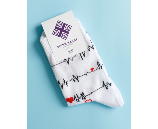 Зображення 3 Медичні шкарпетки з принтом Кардіо р. 41-44, "БІЛИЙ ХАЛАТ" 143-324-894, Розмір: 41-44, Цвет: білий