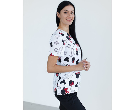 Зображення 3 Медична сорочка жіноча Топаз принт міккі чорні р. 50, "БІЛИЙ ХАЛАТ" 126-324-773, Розмір: 50, Цвет: міккі чорний