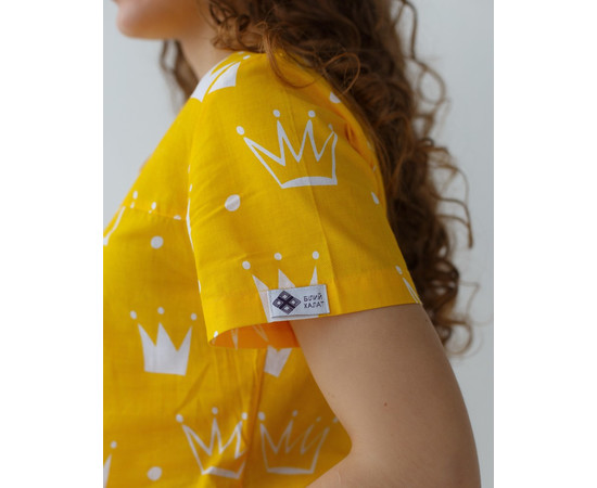 Зображення 4 Медична сорочка жіноча Топаз принт корона жовта р. 54, "БІЛИЙ ХАЛАТ" 126-397-767, Розмір: 54, Цвет: корона жовта