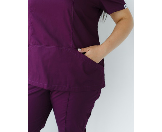 Изображение 4 Медицинская рубашка женская Топаз фиолетовая +SIZE р. 58, "БЕЛЫЙ ХАЛАТ" 386-335-705, Размер: 58, Цвет: фиолетовый