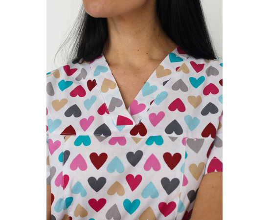 Изображение 4 Медицинская рубашка женская Топаз принт Сердца серый р. 50, "БЕЛЫЙ ХАЛАТ" 126-484-705, Размер: 50, Цвет: сердца серый