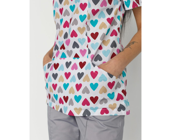 Зображення 5 Медична сорочка жіноча Топаз принт Серця сірий р. 52, "БІЛИЙ ХАЛАТ" 126-484-705, Розмір: 52, Цвет: серця сірий