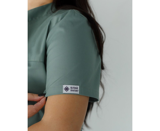 Изображение 5 Медицинская рубашка женская Топаз оливковая +SIZE р. 58, "БЕЛЫЙ ХАЛАТ" 386-327-705, Размер: 58, Цвет: оливковый