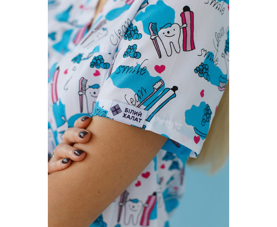 Зображення 6 Медична сорочка жіноча Топаз принт Teeth Smile р. 52, "БІЛИЙ ХАЛАТ" 126-324-626, Розмір: 52, Цвет: teeth smile