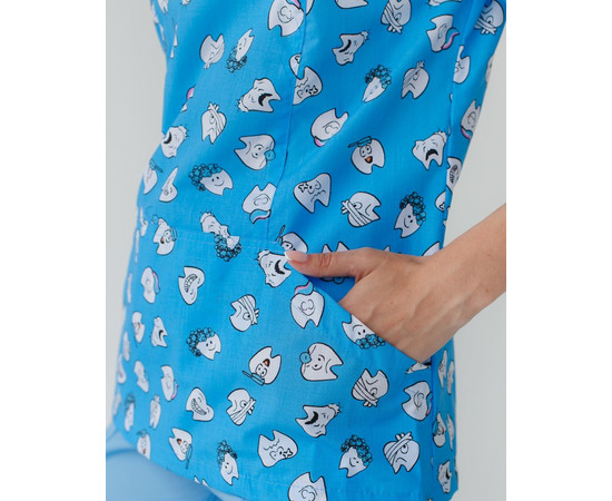 Зображення 4 Медична сорочка жіноча Топаз принт Dentist blue р. 50, "БІЛИЙ ХАЛАТ" 126-376-776, Розмір: 50, Цвет: dentist blue