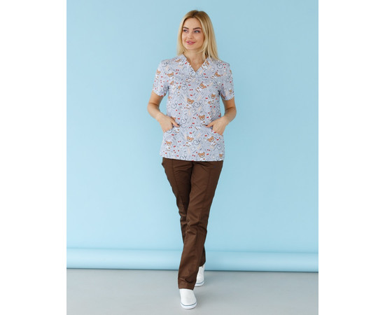 Изображение 8 Медицинская рубашка женская Топаз принт Bear gray р. 44, "БЕЛЫЙ ХАЛАТ" 126-373-558, Размер: 44, Цвет: bear gray