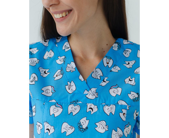 Зображення 3 Медична сорочка жіноча Топаз принт Dentist blue р. 40, "БІЛИЙ ХАЛАТ" 126-376-776, Розмір: 40, Цвет: dentist blue