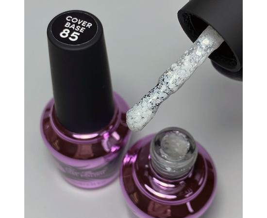 Зображення 2 База камуфлююча для гель-лаку Elise Braun Cover Base №85 білий з конфетті-шестигранниками, 10 мл, Об'єм (мл, г): 10, Колір: 085