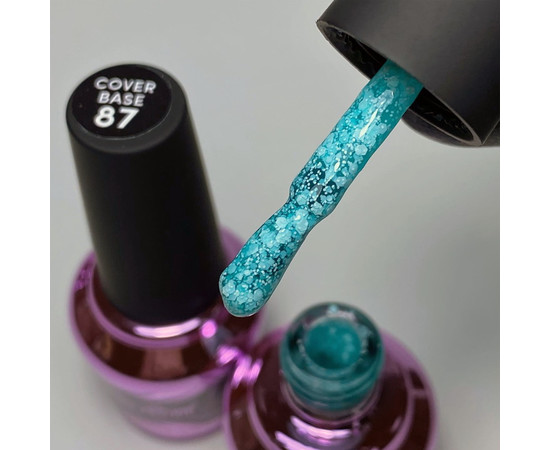 Зображення 2 База камуфлююча для гель-лаку Elise Braun Cover Base №87 блакитний з конфетті-шестигранниками, 10 мл, Об'єм (мл, г): 10, Колір: 087