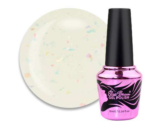 Зображення  База камуфлююча Elise Braun Flakes Base №13 блідо-жовтий з кольоровими пластівцями потали, 10 мл, Об'єм (мл, г): 10, Колір: 013