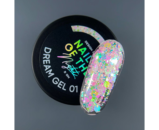 Изображение 2 Nails Of The Night Dream gel 01 - дизайн гель с невероятными шестигранниками разного размера и глитера для ногтей, 5 г, Объем (мл, г): 5, Цвет: 01