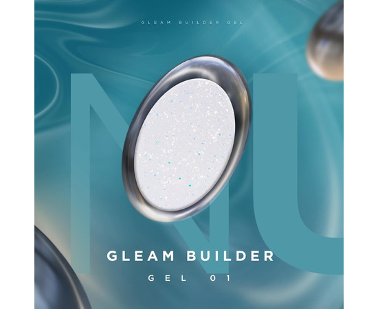 Зображення 3 Білдер-гель для моделювання нігтів з пластівцями юккі NUB Gleam Builder Gel №01, 12мл, Об'єм (мл, г): 12, Колір: 01