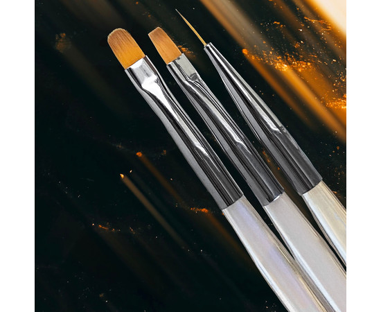 Зображення 2 Пензлик овал зі зручною прозорою ручкою з переливаючим ефектом Nail Art Brush Nails Of The Night 