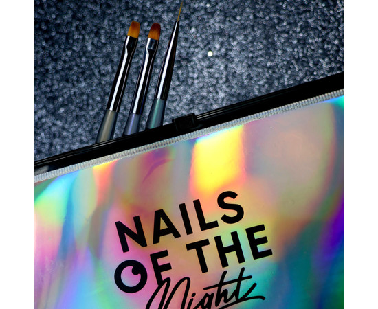 Изображение 4 Кисточка квадрат с удобной прозрачной ручкой с переливающим эффектом Nails Of The Night Nail Art Brush