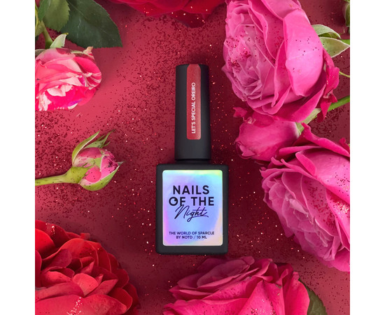 Зображення 4 Nails Of The Night Let’s special Oreiro - світло-червоний гель лак зі шимером світловідбиваючим для нігтів, що перекриває в один шар, 10  мл