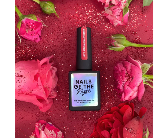Изображение 4 Nails Of The Night Let’s special Maleficenta - темно-красный светоотражающий гель лак для ногтей, перекрывающий в один слой, 10 мл, Объем (мл, г): 10, Цвет: Maleficenta
