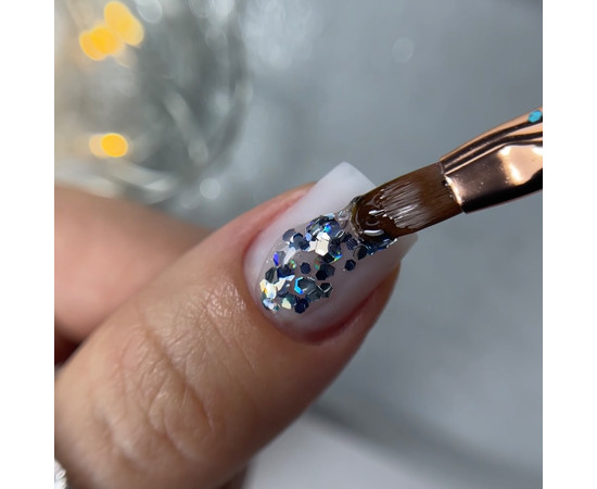 Зображення 3 Nails Of The Night Dream gel 02 - дизайн гель з неймовірними шестигранниками різного розміру та глітеру для нігтів, 5 г, Об'єм (мл, г): 5, Колір: 02