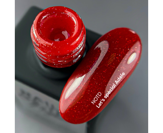 Изображение 2 Nails of the Day Let’s special Adele - красный с шимером гель лак для ногтей, перекрывающий в один слой, 10 мл, Объем (мл, г): 10, Цвет: Adele