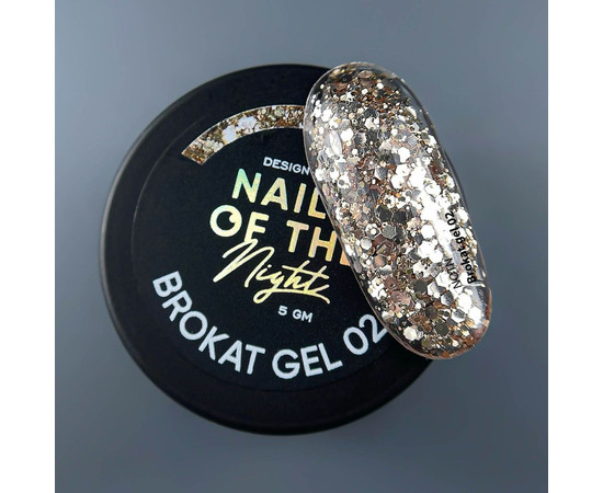 Изображение 2 Nails Of The Night Brokat gel 02 - дизайн гель с разноцветным брокатом и глитером для ногтей, 5 г, Объем (мл, г): 5, Цвет: 02