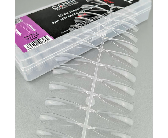 Зображення 2 Гелеві тіпси для швидкого нарощування CANNI Medium Almond прозорі, 240 шт