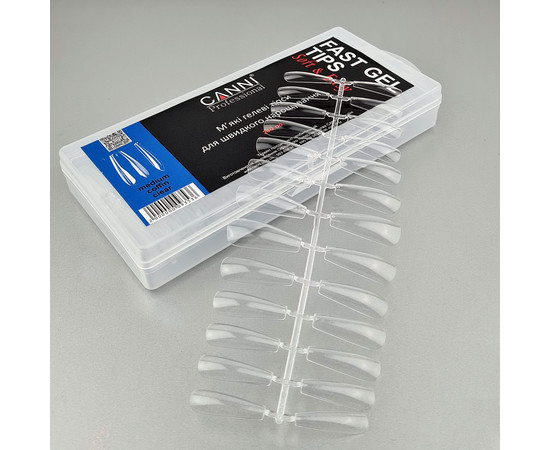 Зображення 2 Гелеві тіпси для швидкого нарощування CANNI Medium Coffin прозорі, 240 шт