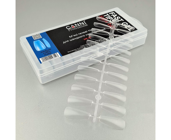 Зображення 2 Гелеві тіпси для швидкого нарощування CANNI Medium Coffin матові, 240 шт