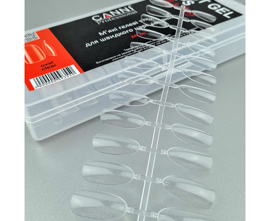 Изображение 2 Гелевые типсы для быстрого наращивания CANNI Soft Oval прозрачные, 240 шт