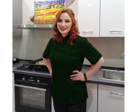 Изображение 2 Китель женский короткий рукав темно-зеленый р. 2XL Nibano 4100.BG.XXL, Размер: 2XL, Цвет: темно-зеленый