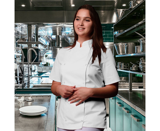 Зображення 2 Кітель жіночий короткий рукав білий р. M Nibano 4100.WH.M, Розмір: M, Цвет: білий