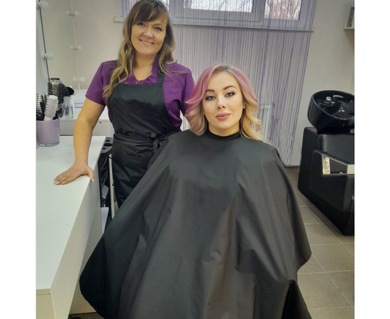 Изображение 2 Накидка парикмахерская черная (Липучка) водонепроницаемая Nibano 4900.BL-0