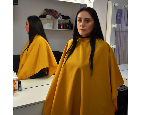 Изображение 2 Накидка парикмахерская горчица (Липучка) водонепроницаемая Nibano 4900.MU