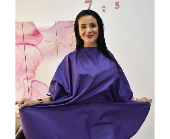 Зображення 2 Накидка перукарська фіолетова (Липучка) водостійка Nibano 4900.PU