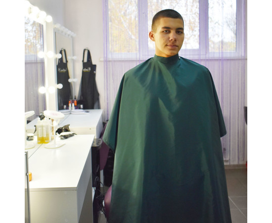 Зображення 2 Накидка перукарська темно-зелена (Кнопки) водостійка Nibano 4901.BG