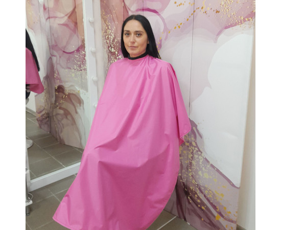 Зображення 2 Накидка перукарська рожева (Кнопки) водостійка Nibano 4901.PI