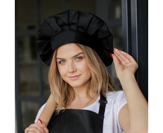 Зображення 2 Шапка шеф-кухаря чорна Nibano 6600.BL-0, Цвет: чорний