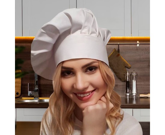 Зображення 2 Шапка шеф-кухаря біла Nibano 6600.WH-0, Цвет: білий