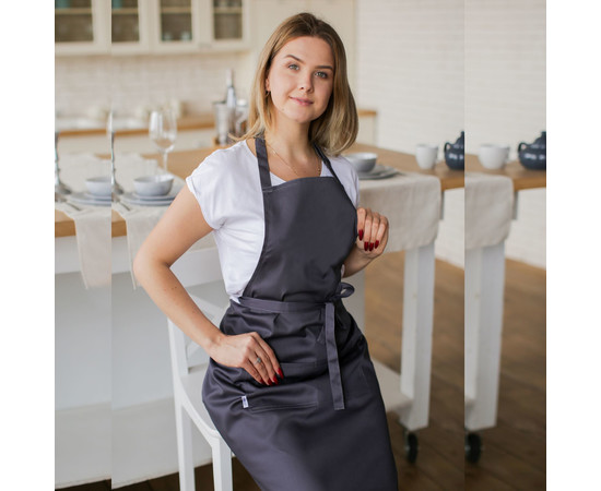 Зображення 2 Фартух класичний з кишенями темно-сірий Nibano 2023.DG-0